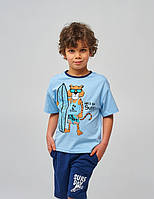 Дитяча футболка | 92 | Стрейч-кулір найвищої якості | 95% бавовна | Літо | Комфортно та стильно для хлопчика SMIL 110751 Блакитний