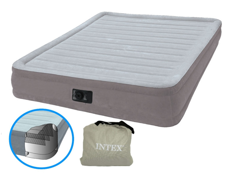 Двухспальная надувная флокированная кровать Intex 67770, со встроенным насосом, 203 х 152 х 32 см - фото 2 - id-p399383988