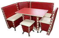 Кухонный уголок Ribeka Мустанг стол, стул и пуф Красный (05A03) ES, код: 6491755