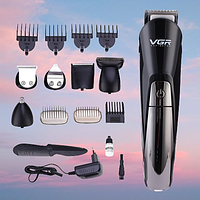 Багатофункціональний Тример набір для стрижки волосся і для гоління і носа VGR V-012 6 в 1 Чорний (V012)