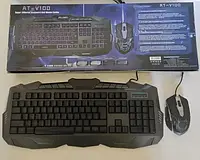 Клавиатура игровая с мышкой Atlanfa AT-V100 проводная для компьютера с подсветкой клавиш QAZ