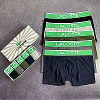 Мужские подарочные трусы боксеры из хлопка lacoste 5 штук,Качественные трусы лакост в подарок для парня