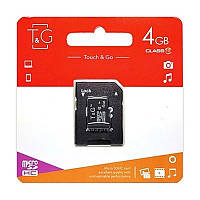 Карта памяти microSDHC 4GB T&G Class 10 + SD-adapter (TG-4GBSDCL10-01)