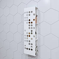 Полка этажерка подвесная HEXAGON для ванной комнаты металлическая белая (ЛОФТ) для банных принадлежностей