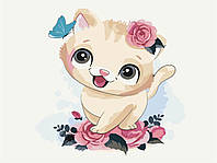 Детская картина по номерам BrushMe Игривый котенок 30х40см KBS0076 ET, код: 8264396