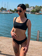 Жіночий купальник чорного кольору біфлекс Купальник для дівчини чорний Купальник маленького розміру
