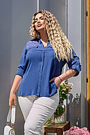 Рубашка женская с прошвы и жатки на пуговицах 48-50; 52-54; 56-58 (3цв) "BELUZA" от прямого поставщика