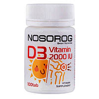Витамин D для спорта Nosorog Nutrition Vitamin D3 2000 IU 100 Tabs NL, код: 7808606