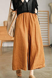 Жіночі широкі штани з льону жатки