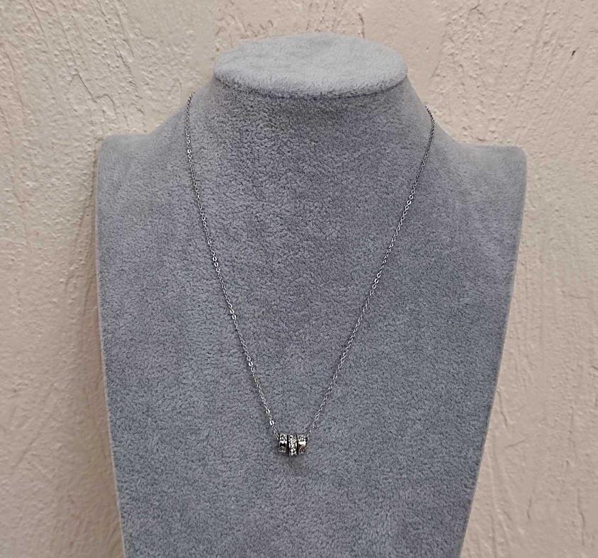 Підвіска-кулон 3 кільця d-7мм L-41-45см s-1,35мм сріблястий метал, фото 1