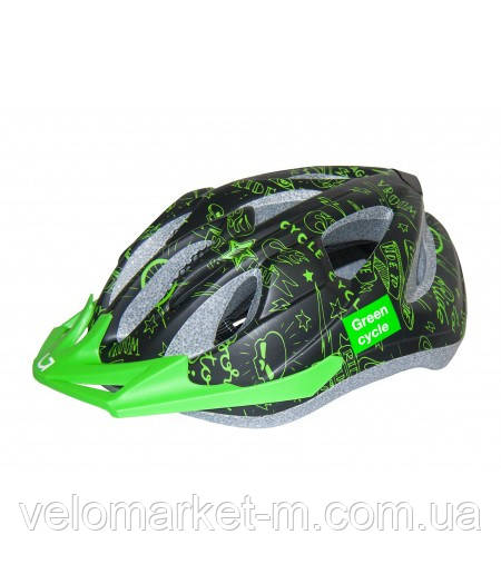 Шолом дитячий Green Cycle FAST FIVE розмір 50-56 см чорно-зелений