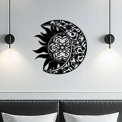 Сучасна картина на стіну в спальню, декор для кімнати "Сонце з Місяцем", мінімалістичний стиль 20x20 см