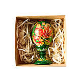 Писанка яйце Петриківський розпис ПТАХ на підставці 9 см великодній декор з дерева Український сувенір, фото 3