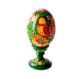 Писанка яйце Петриківський розпис ПТАХ на підставці 9 см великодній декор з дерева Український сувенір, фото 6