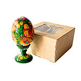 Писанка яйце Петриківський розпис ПТАХ на підставці 9 см великодній декор з дерева Український сувенір, фото 8