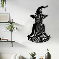 Современная картина на стену, деревянный декор для дома "Ведьма на йоге", оригинальный подарок 25x15 см