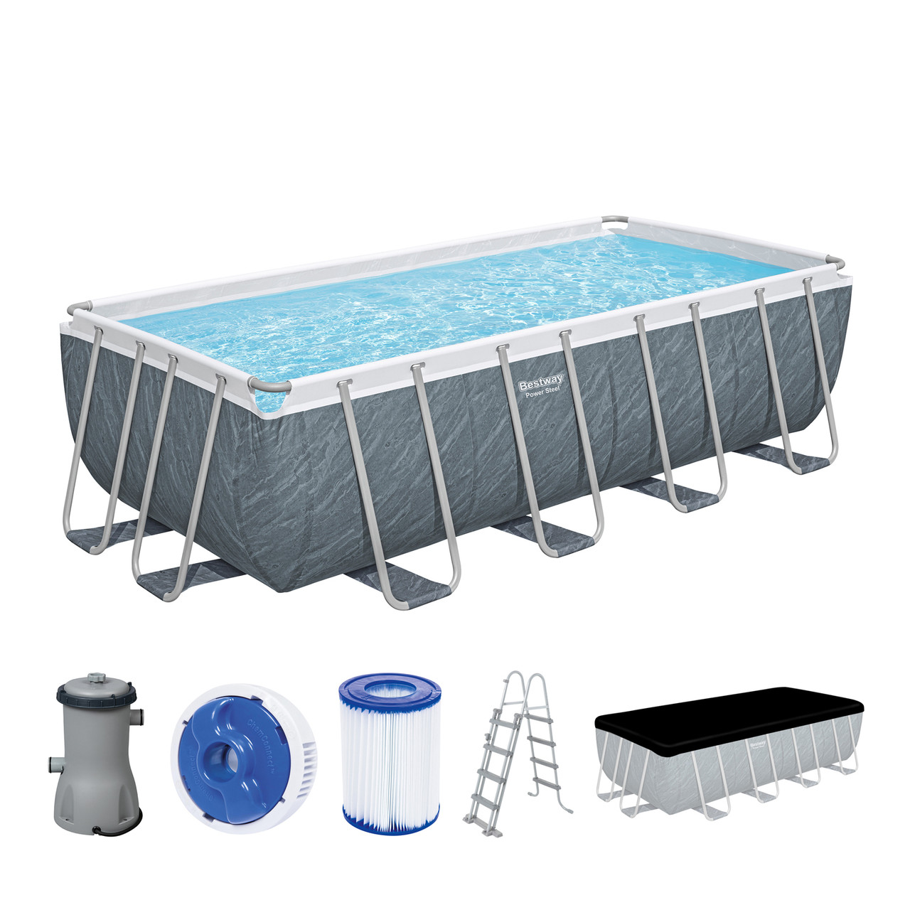 Каркасный бассейн Bestway 56996, 488 x 244 x 122 см (3 028 л/ч, дозатор, лестница, тент)