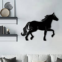 Декор для комнаты, деревянная картина на стену "Лошадь на прогулке", стиль лофт 30x23 см