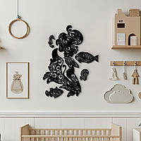 Настенный декор для дома, декоративное панно из дерева "Русалка с друзьями", интерьерная картина 30x23 см