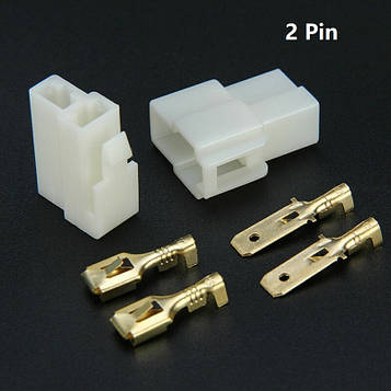 Роз'єм, конектор автомобільний DC 2 pin 6,3mm (Комплект)