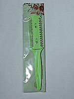 Парикмахерская расческа на два лезвия для филировки волос 17,5 см 1 шт. Зеленый