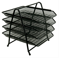 Лоток горизонтальний 4-в-1, металевий, чорний