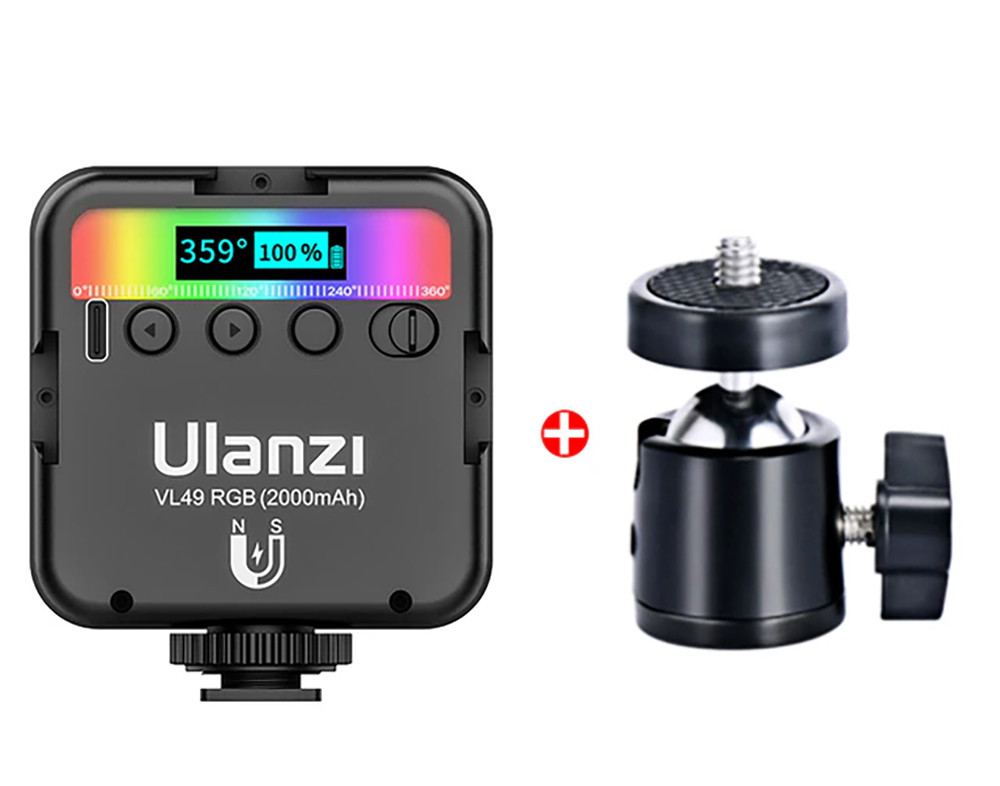 Мінікамерне світло Ulanzi VL49 LED RGB + кульова головка CRI 95+ 2700K-9000K акумулятор 2000 мА
