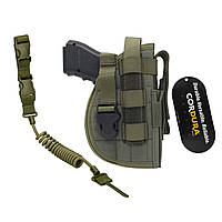 Тактическая кобура CS универсальная для пистолета с ремнем безопасности cordura Roco Tactical Olive