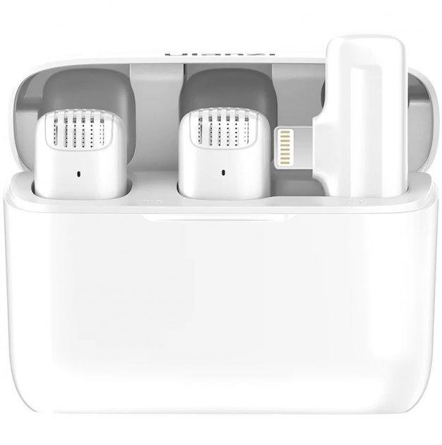 Професійний білий петличний мікрофон Ulanzi J12 для iPhone з роз'ємом Lightning