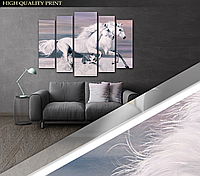 Модульна картина Poster-land у вітальню спальню Пара білих коней Art-478_5 ( 80х118см ) Pos NB, код: 6501984