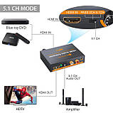 HDMI сумісний аудіоекстрактор з 3,5-мм HDMI HDMI SPDIF RCA 3,5 мм аудіо Neoteck NTK053, фото 5