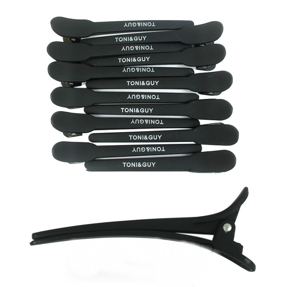Затискачі для волосся напис Toni&guy 10 см чорний ціна за паковання 12 шт.