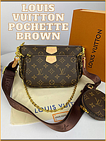 Сумка louis vuitton pochette Louis Vuitton Pochette Brown Lv multi pochette brown Женские сумочки и клатчи
