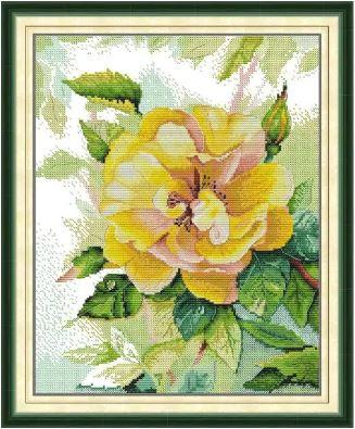 Набір для вишивання за нанесеною на канву схемою "Yellow Rose".AIDA 14CT printed , 33*41 см