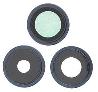 Скло камери iPhone 15 Pro синє Blue Titanium + кільце комплект 3