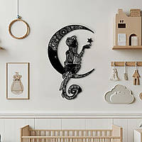 Декоративное панно из дерева, настенный декор для дома "Русалка на Луне", картина лофт 30x18 см