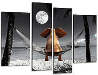 Модульная картина Poster-land Абстракция Слон под Луной (75x118 см) Art-623_4 NB, код: 7465954