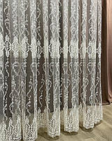 Тюль 6.50 м х 2.60 молочна вишивка фатін