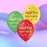 Набір повітряних куль Лего різнокольорове асорті з написом Happy Birthday 30 см 12"