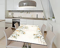 Наклейка 3Д виниловая на стол Zatarga «Цветочная рамка» 650х1200 мм для домов, квартир, столо NB, код: 6440232