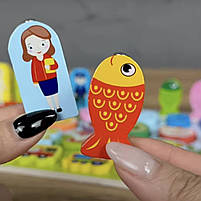 Дерев`яна логічна дошка 7в1 4FUN Game Club Wood магнітна риболовля сортери цифри кольори фрукти професії транспорт професії, фото 3