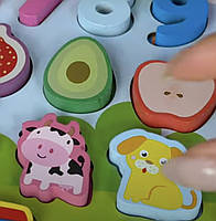 Дерев`яна логічна дошка 7в1 4FUN Game Club Wood магнітна риболовля сортери цифри кольори фрукти професії транспорт професії, фото 4