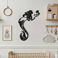 Декор в комнату, деревянная картина на стену "Русалка и Осьминог", стиль минимализм 30x20 см