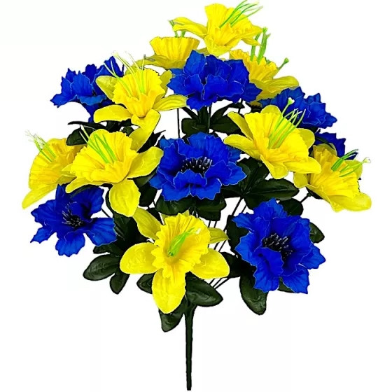 Штучні квіти букет волошки та нарциси Україна, 55 см (10 шт.), фото 1