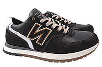 Кросівки чоловічі з натуральної замші на низькому ходу на шнурівці Чорні Konors 520-21 22DTS NX, код: 7398589