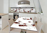 Наклейка 3Д виниловая на стол Zatarga «Молочный шоколад» 650х1200 мм для домов, квартир, стол NB, код: 6440407