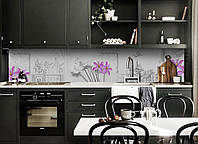 Наклейка виниловая кухонный фартук Zatarga Жемчуг Фиолетовые Цветы 600х3000 мм NB, код: 5562436