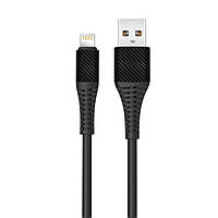 Дата-кабель USB XO NB157 Lightning прогумований black