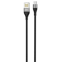 Дата-кабель USB XO NB188 2.4A / двосторонній USB / Micro прогумований black