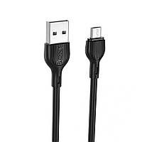 Дата-кабель USB XO NB200 2.1A Quick Charge Micro 1m прогумований black